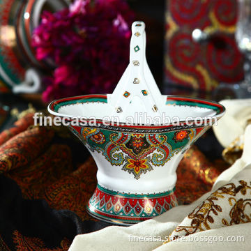 Luxury New Bone China Porcelain Fruit Basket of Paisley